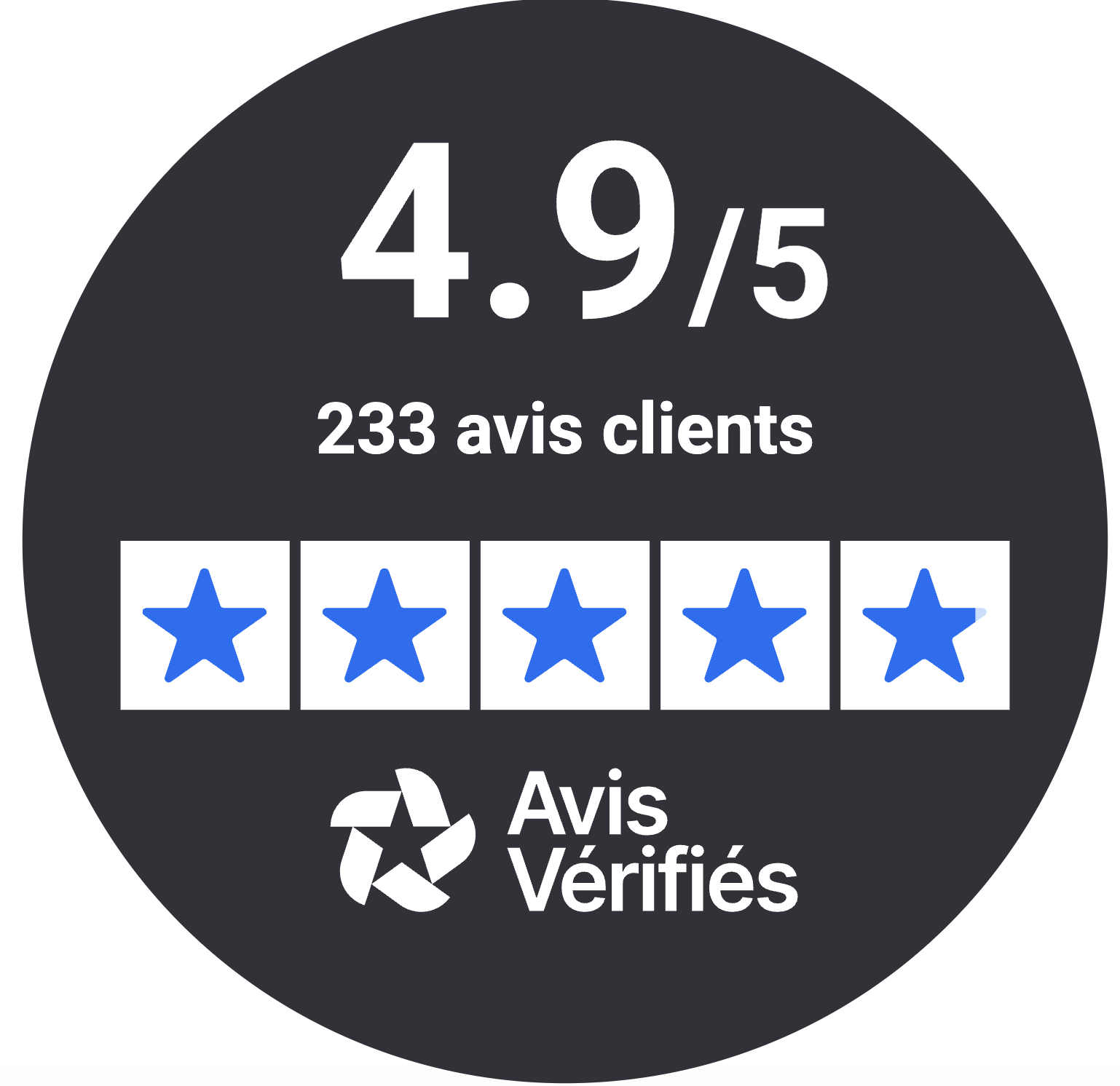 Avis Vérifiés — 4,9/5 sur 233 avis clients